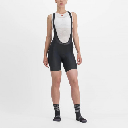 Pantaloni scurti cu bretele CASTELLI Prima Negru-Hibiscus Dama