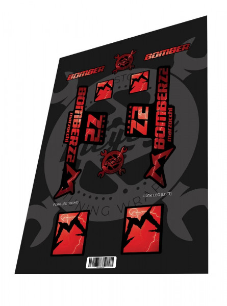 Set stickere adezive furca MARZOCCHI Bomber Z2 2020 Thunder Red Black
