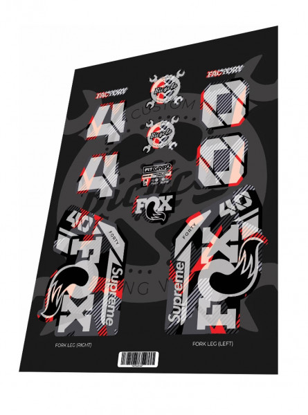 Stickere adezive furca FOX Factory 40 2022 Supreme Camo Red