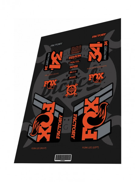 Stickere adezive furca FOX Factory 34 Pale Red Grey 2019