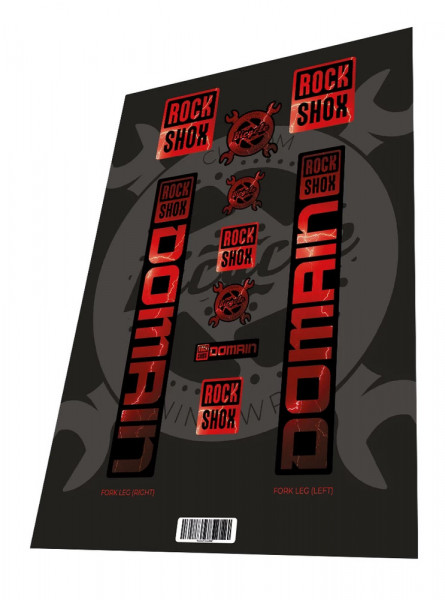 Set stickere adezive furca ROCKSHOX Domain Thunder Red Black 2023