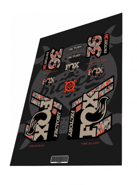 Stickere adezive furca FOX Factory 36 2019 Camo Desert Pixel