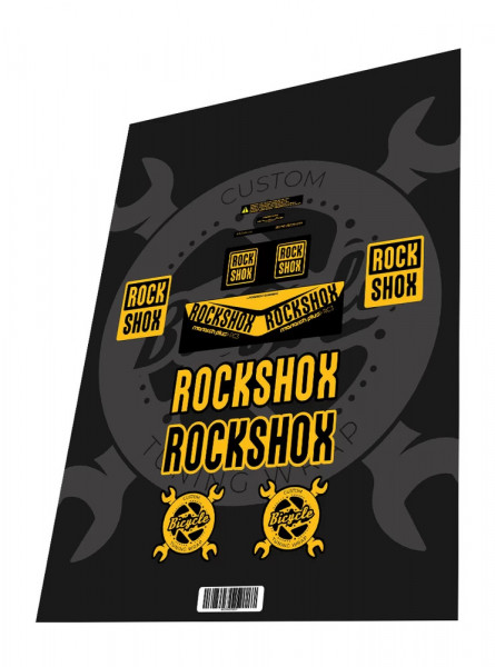 Stickere adezive furca Rockshox Monarch Plus RC3 Yellow Black 2016
