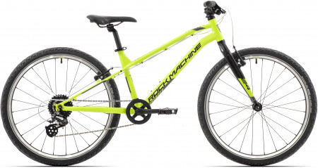 Bicicleta MTB Hardtail copii Rock Machine Thunder 24 VB Gloss Radioactive Yellow/Black/Grey