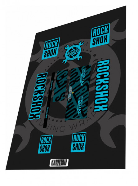 Stickere adezive amortizor ROCKSHOX Super Deluxe Ultimate Sky Blue Black 2020