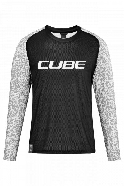 Tricou Ciclism CUBE Vertex Round Neck Jersey L/S Grey-Black