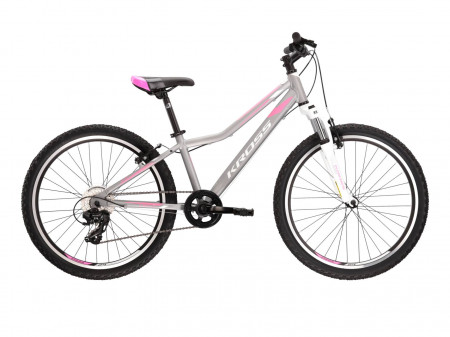 Bicicleta copii KROSS LEA JR 2.0 24" Silver-Pink-Silver Mat