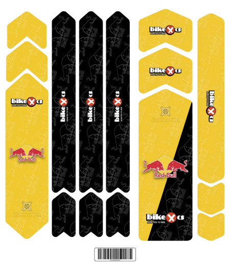 Stickere adezive protectie cadru Red Bull personalizat BIKEXCS Galben