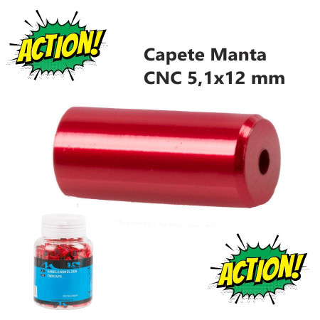 Capete Manta CNC 5,1x12 mm M-WAVE Aluminiu Rosu Anodizat