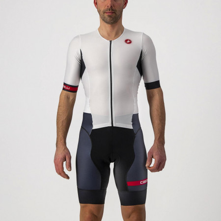 Costum triatlon maneca scurta Castelli Free Sanremo SS Alb/Negru