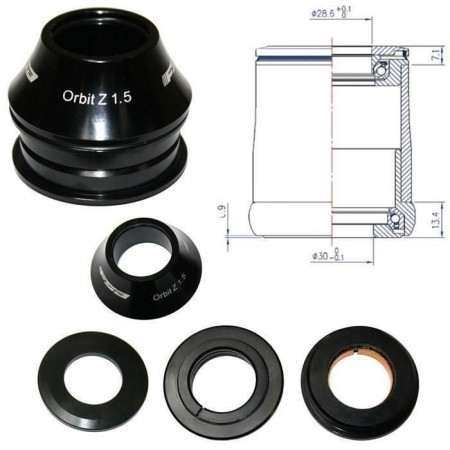 CUVETE FSA ORBIT Z 1.5R SEMI-INTEGRAT 1.5 REDUCTOR LA 1.1/8 NEGRU