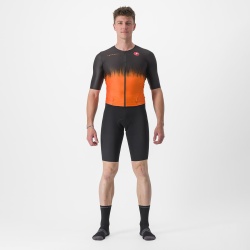 Costum de triatlon cu maneca scurta Castelli Sanremo Ultra, Negru/Portocaliu, XL
