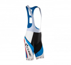 Pantaloni Ciclism Cube BIB Short Teamline alb negru albastru rosu