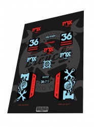 Stickere adezive furca FOX Performance 36 2018 The Mechanic Blood Red Baby Blue