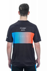 Tricou ciclism maneca scurta CUBE Teamline Round Neck Jersey S/S Negru-Albastru-Rosu