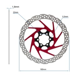 Disc frana eWheel V2 180mm, 6 gauri, Rosu - Img 2