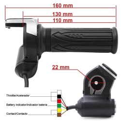 Maneta acceleratie pentru trotinete cu indicator 36V, cheie si conector SM - Img 2