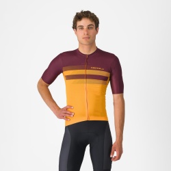 Tricou cu maneca scurta Castelli Simbolo, pentru barbati, portocaliu aprins/visiniu inchis, M