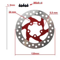 Disc frana 120mm 5 gauri Rosu - Img 2