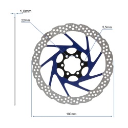 Disc frana eWheel V2 180mm, 6 gauri, Albastru - Img 2