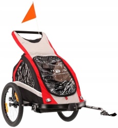 REMORCA PENTRU BICICLETA SAU ALERGARE KROSS FREEDOM CAPACITATE 2 COPII - Img 3