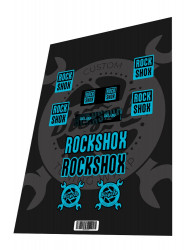 Stickere adezive furca Rockshox Super Deluxe Coil Select Sky Blue Black 2023
