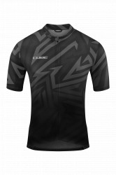 Tricou Ciclism CUBE ATX Jersey Full Zip CMPT S/S Black Grey