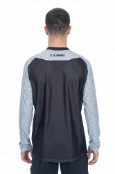 Tricou Ciclism CUBE Vertex Round Neck Jersey L/S Grey-Black - Img 3