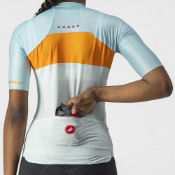 Tricou cu maneca scurta Castelli Aero PRO W de dama Bleu/Portocaliu - Img 3