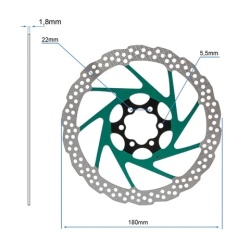 Disc frana eWheel V2 180mm, 6 gauri, Verde - Img 2