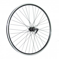Roata spate 28 Fivestars V-brake, negru, butuc negru cu bile si QR