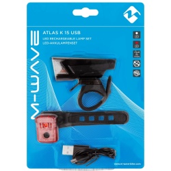 Set Lumini cu Acumulator M-WAVE ATLAS K15 USB - Img 5