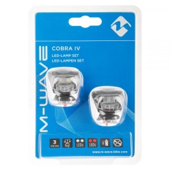 Set Lumini de bicicleta Flash cu Baterii M-WAVE COBRA IV - Negru - Img 2