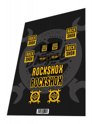 Stickere adezive furca Rockshox Super Deluxe Coil Select Yellow Black 2023