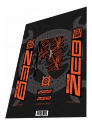 Set stickere adezive furca ROCKSHOX ZEB Ultimate si amortizor ROCKSHOX Super Deluxe Ultimate Orange Black