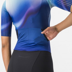 Costum de triatlon cu maneca scurta Castelli PR 2 W Speed Suit de dama Alb/Albastru/Negru