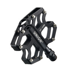 Pedale Union SP-1090 aluminiu extrudat negru + CNC, ax Cr-Mo, platforma, rulmenti capsulati