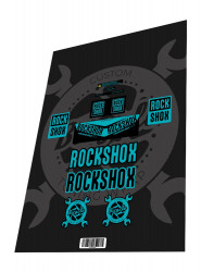Stickere adezive furca Rockshox Monarch Plus RC3 Turquoise Blue 2016