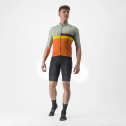 Tricou maneca scurta CASTELLI A Blocco Vernil Portocaliu Galben Visiniu