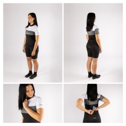 Bluza ciclism Force View Lady maneci scurte negru/alb/gri XL - Img 3