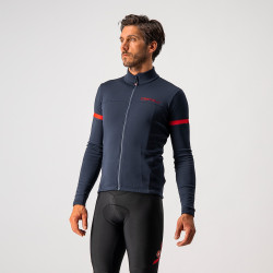 Tricou cu maneca lunga Castelli Fondo 2 FZ Bleumarin/Rosu