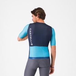 Tricou cu maneca scurta Castelli Corretto, pentru barbati, albastru neon/albastru belgian XXXL - Img 3