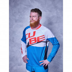 Tricou CUBE Action Round Necj Jersey Pilot L/S Red White Blue - Img 3