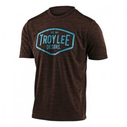 Tricou Bicicleta Troy Lee Designs Flowline Ss Station Heather Dark Moka / Blue