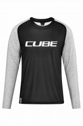 Tricou Ciclism CUBE Vertex Round Neck Jersey L/S Grey-Black