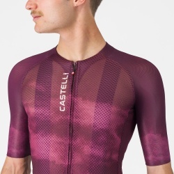 Tricou cu maneca scurta Castelli Climbers A/C, pentru barbati, alb/bordo L - Img 3