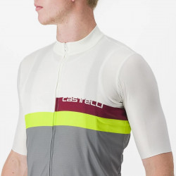Tricou maneca scurta CASTELLI A Blocco Alb Gri Galben Fluo Visiniu