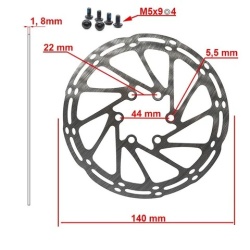 Disc frana eWheel EWD002 140mm, 6 gauri Negru - Img 2