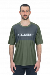 Tricou Ciclism CUBE Vertex Round Neck Jersey TM S/S Olive Grey - Img 2