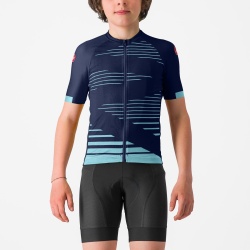 Tricou cu maneca scurta Castelli Aero Kid, pentru copii, albastru belgian/albastru piscina, 12A